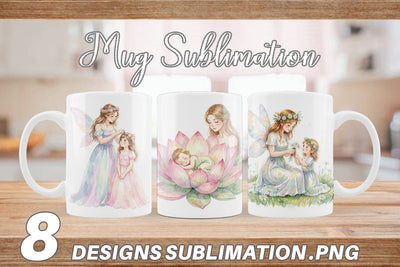 Mug Wrap Watercolor Fairy Mom And Baby Fantasy Sublimation artnoy 