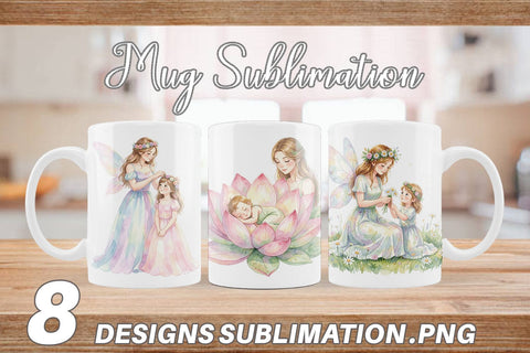Mug Wrap Watercolor Fairy Mom And Baby Fantasy Sublimation artnoy 