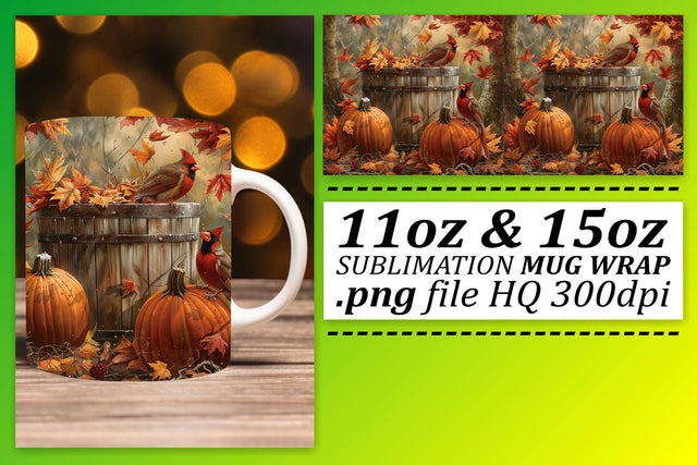 Mug Wrap: Watercolor Fall Landscape Design 11oz/15oz Sublimation afrosvg 