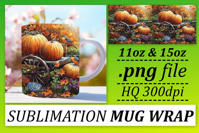 Mug Wrap: Watercolor Fall Landscape Sublimation 11oz/15oz Sublimation afrosvg 