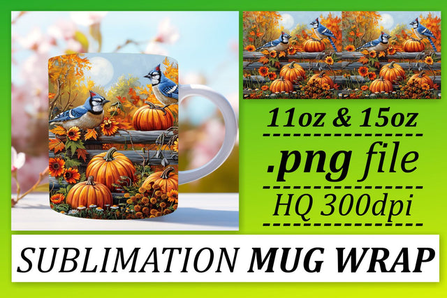 Mug Wrap: Watercolor Fall Landscape Sublimation 11oz/15oz Sublimation afrosvg 