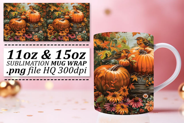 Mug Wrap Watercolor Fall Landscape Sublimation 11oz/15oz Sublimation afrosvg 