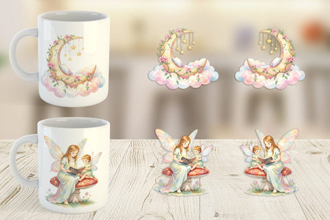 Mug Wrap Watercolor Fantasy Mom And Baby Creatures Sublimation artnoy 