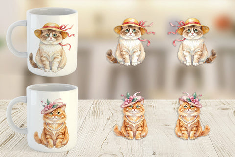 Mug Wrap Watercolor Fashionable Cat Mom Portraits Sublimation artnoy 
