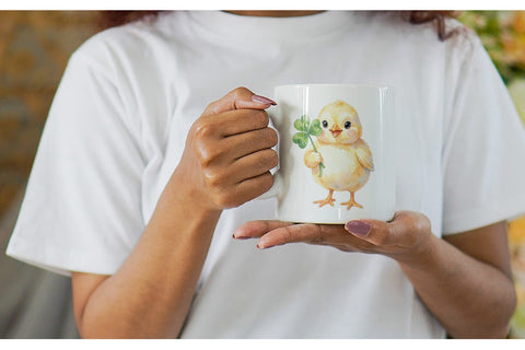 Mug Wrap Watercolor Floral Easter Chick Art Sublimation artnoy 