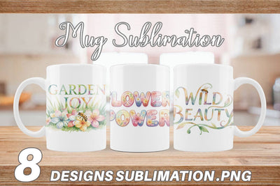 Mug Wrap Watercolor Floral Meadow Bee Quotes Sublimation artnoy 