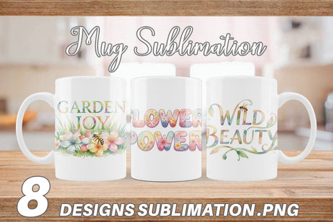 Mug Wrap Watercolor Floral Meadow Bee Quotes Sublimation artnoy 