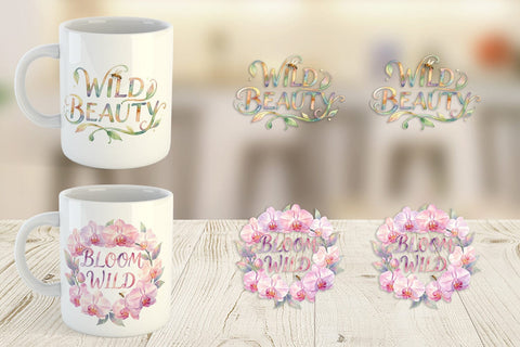 Mug Wrap Watercolor Floral Meadow Bee Quotes Sublimation artnoy 