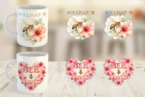 Mug Wrap Watercolor Floral Meadow Bee Quotes Sublimation artnoy 