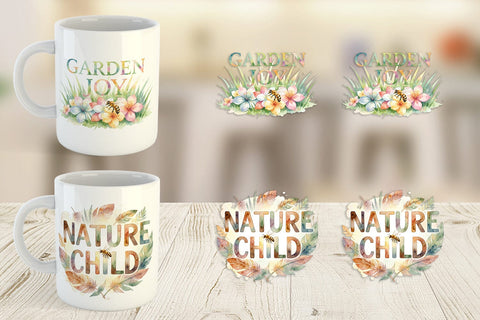 Mug Wrap Watercolor Floral Meadow Bee Quotes Sublimation artnoy 
