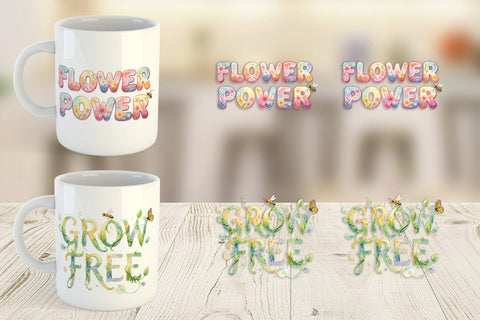 Mug Wrap Watercolor Floral Meadow Bee Quotes Sublimation artnoy 