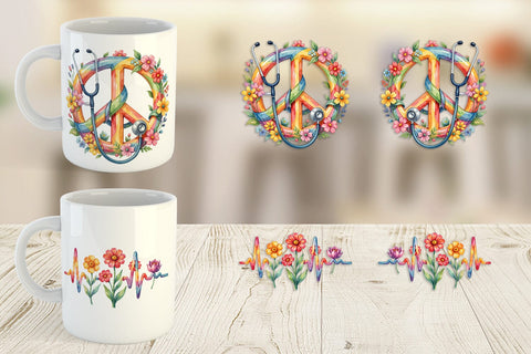 Mug Wrap Watercolor Floral Retro Medical Anatomy Sublimation artnoy 