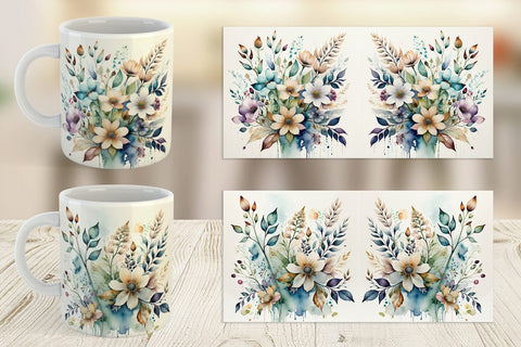 Mug Wrap Watercolor Floral Sublimation artnoy 