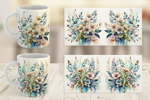 Mug Wrap Watercolor Floral Sublimation artnoy 