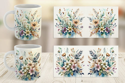 Mug Wrap Watercolor Floral Sublimation artnoy 