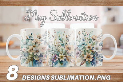 Mug Wrap Watercolor Floral Sublimation artnoy 