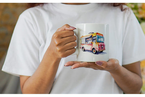 Mug Wrap Watercolor Food Truck Sublimation artnoy 