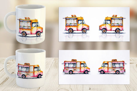 Mug Wrap Watercolor Food Truck Sublimation artnoy 