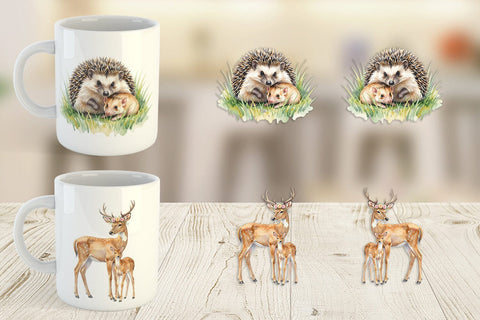 Mug Wrap Watercolor Forest Motherhood Love Sublimation artnoy 