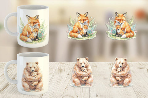 Mug Wrap Watercolor Forest Motherhood Love Sublimation artnoy 