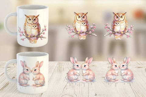 Mug Wrap Watercolor Forest Motherhood Love Sublimation artnoy 