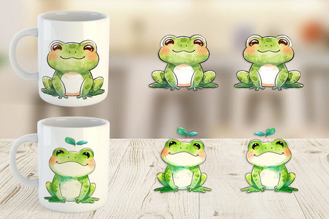 Mug Wrap Watercolor Frog Sublimation artnoy 