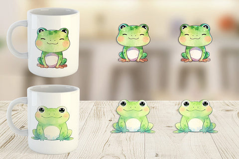 Mug Wrap Watercolor Frog Sublimation artnoy 