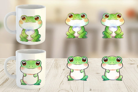 Mug Wrap Watercolor Frog Sublimation artnoy 