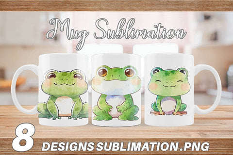 Mug Wrap Watercolor Frog Sublimation artnoy 