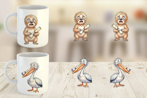 Mug Wrap Watercolor Funny Animal Graduation Sublimation artnoy 