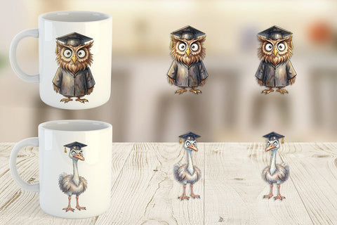 Mug Wrap Watercolor Funny Animal Graduation Sublimation artnoy 
