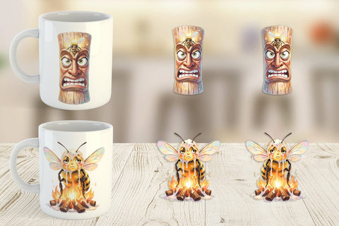 Mug Wrap Watercolor Funny Clumsy Bee Summer Fail Sublimation artnoy 
