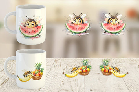 Mug Wrap Watercolor Funny Clumsy Bee Summer Fail Sublimation artnoy 