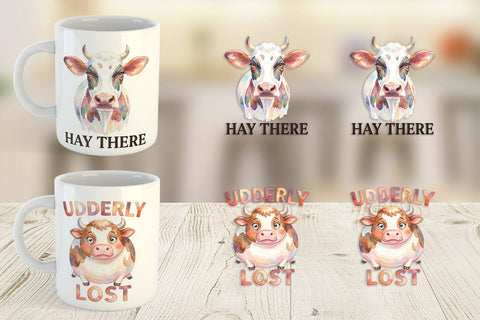 Mug Wrap Watercolor Funny Derpy Cow Quotes Sublimation artnoy 