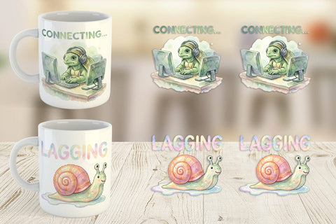 Mug Wrap Watercolor Funny Dial-Up Internet Art Sublimation artnoy 