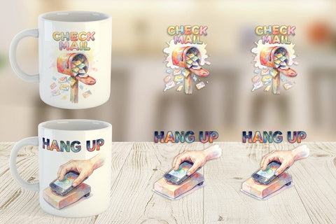Mug Wrap Watercolor Funny Dial-Up Internet Art Sublimation artnoy 
