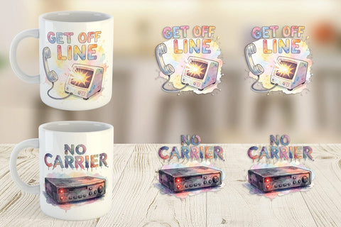 Mug Wrap Watercolor Funny Dial-Up Internet Art Sublimation artnoy 