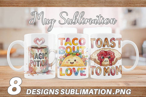 Mug Wrap Watercolor Funny Foodie Mom Puns Art Quotes Sublimation artnoy 