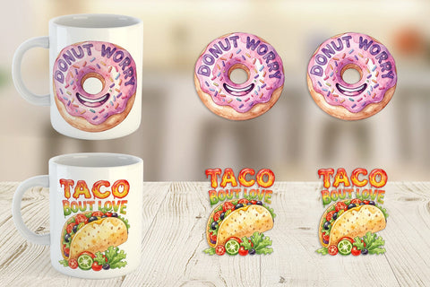 Mug Wrap Watercolor Funny Foodie Mom Puns Art Sublimation artnoy 
