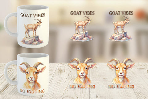 Mug Wrap Watercolor Funny Goofy Goat & Sheep Quotes Sublimation artnoy 