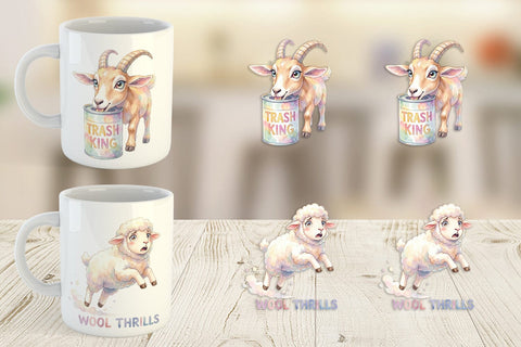 Mug Wrap Watercolor Funny Goofy Goat & Sheep Quotes Sublimation artnoy 