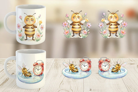 Mug Wrap Watercolor Funny Lazy Island Life Bee Sublimation artnoy 