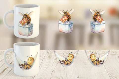 Mug Wrap Watercolor Funny Lazy Island Life Bee Sublimation artnoy 