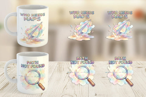 Mug Wrap Watercolor Funny Lost And Confused Quotes Sublimation artnoy 