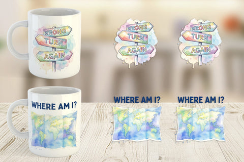 Mug Wrap Watercolor Funny Lost And Confused Quotes Sublimation artnoy 