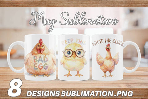 Mug Wrap Watercolor Funny Quirky Chicken Quotes Sublimation artnoy 