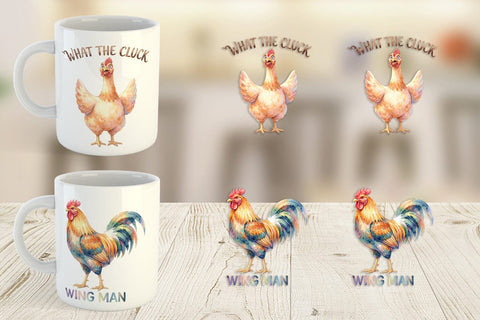 Mug Wrap Watercolor Funny Quirky Chicken Quotes Sublimation artnoy 