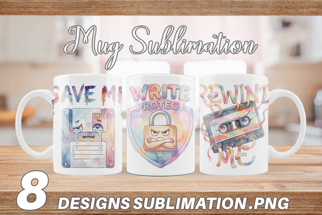 Mug Wrap Watercolor Funny Retro Storage Quotes Sublimation artnoy 
