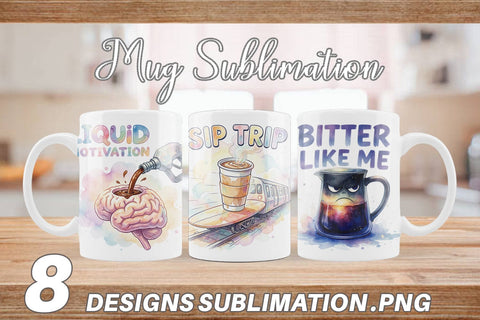 Mug Wrap Watercolor Funny Sarcastic Coffee Art Sublimation artnoy 