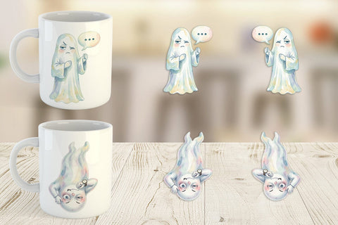 Mug Wrap Watercolor Funny Sarcastic Mood Ghost Sublimation artnoy 